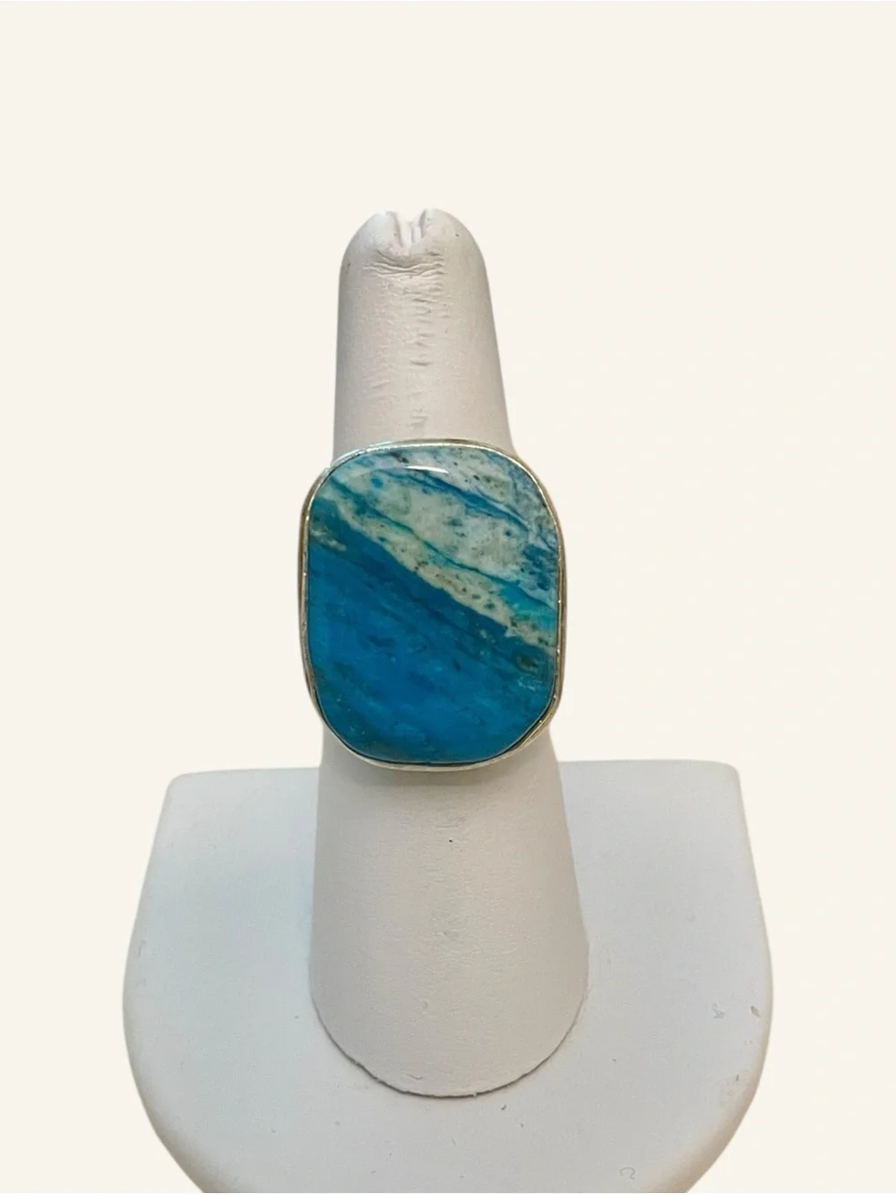 Blue Laguna Lace Agate Gemstone Ring Size 6.5
